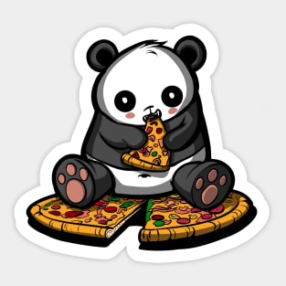 Panda Bear Eating Pizza Sticker